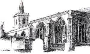 One of the many beautiful churches I sketched in Colchester, England. 